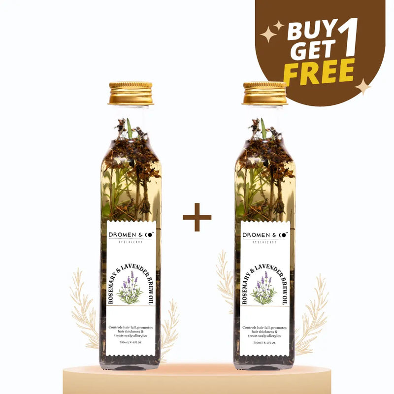 Rosemary Lavender Brew Oil BOGO- CONTROLS HAIR FALL, PROMOTES HAIR THICKNESS & TREATS SCALP ALLERGIES Dromen & Co